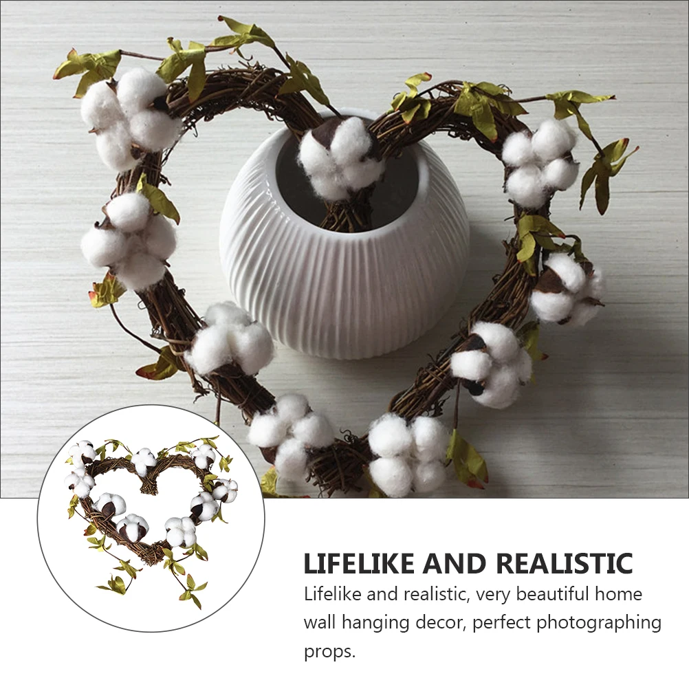 

Heart Shaped Cotton Wreath Decorative Centerpieces Lintel Simulation PE Material Lifelike Plants Home Wall