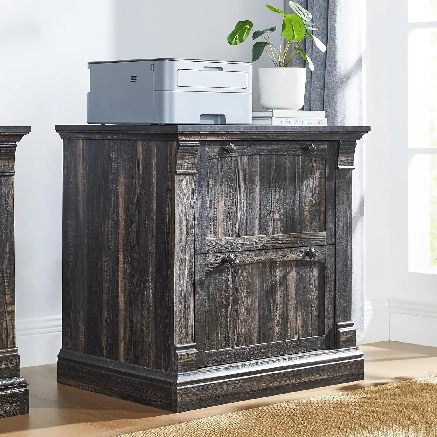 

30 дюймов боковой шкаф для документов с 2 ящиками и блокировкой из дуба в деревенском стиле для дома, офиса, гостиной, 30 x 22 x 10,2 дюйма, по индивидуальному заказу