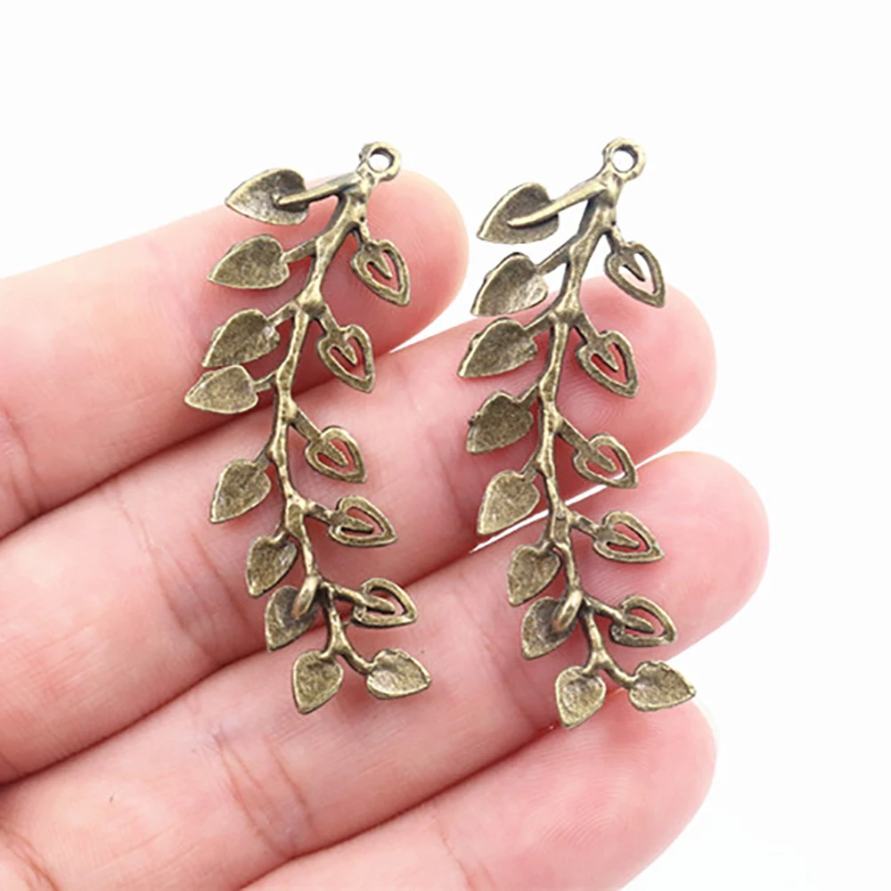 46x14mm 6pcs Antique Bronze Plated Leaf Style Handmade Charms Pendant:DIY for bracelet necklace