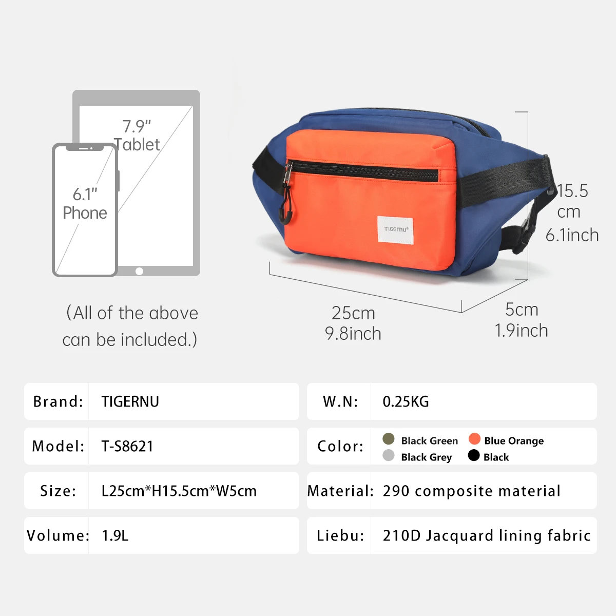 Dożywotnia gwarancja torba na klatkę piersiową dla mężczyzn 7.9 cala torba na iPada lekka torba na ramię wodoodporna torba Crossbody Mini torba na ramiączkach torebka