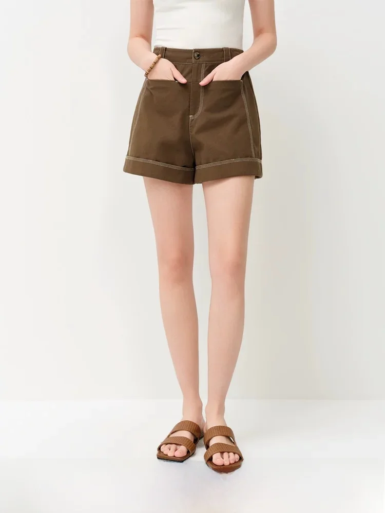 

High Waist Straight Leg Cotton Cargo orts Women's Summer 2026 New Sle Double ket Pure Cotton Casual Pants