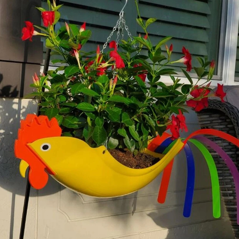 Hanging Flower Pots for Home Garden Decoration, Parrot and Rooster Shape, Durable Flowerpot, Outdoor Decor Crafts