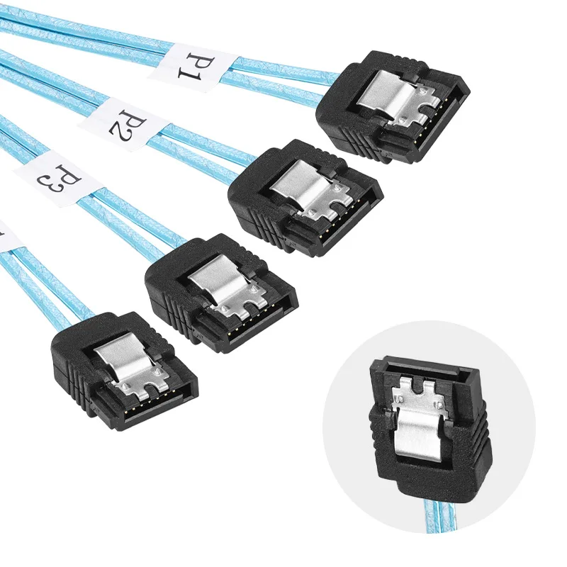 12Gbps MINI SAS 38Pin SFF-8654 to 4 SATA 3.0 7Pin Data Transmission Slim Line Server Host Target Hard Disk Fanout Raid Cable