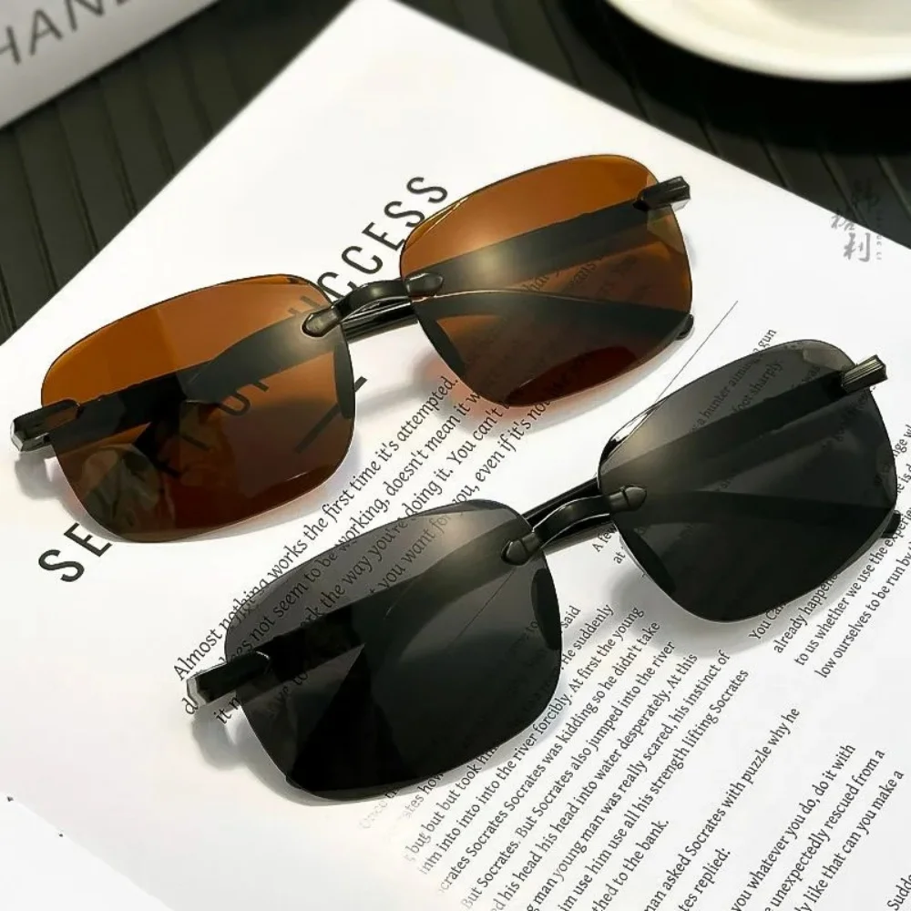 نظارات واقية من الأشعة فوق البنفسجية 400، نظارات مربعة أنيقة متعددة الاستخدامات بدون إطار، نظارات شمسية أنيقة وحديثة بدون إطار لمدينة الشارع #2