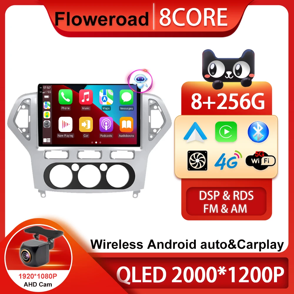 

Android 13 Car Radio DVD For Ford Mondeo Wins 2007-2010 Stereo Head Unit Multimedia Player GPS Navigation No 2din DVD 5G DashCam