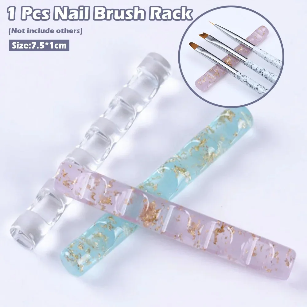 1 Pcs 5 Grids Acrylic Clear Nail Brush Rack Shelf Painting Pen Rest Holder Stand Colorful UV Gel Brush Display Holder