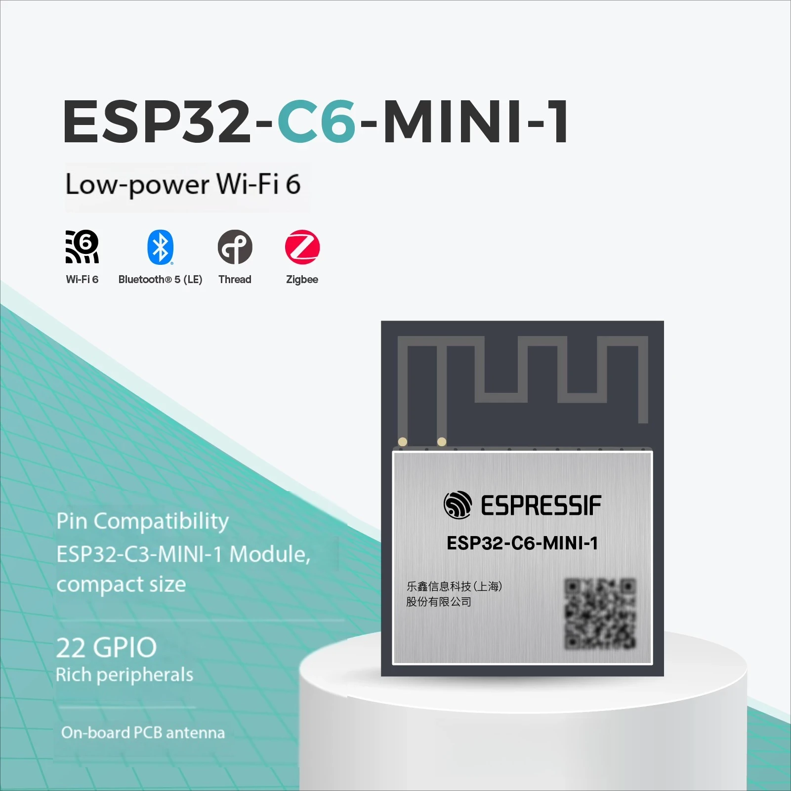 ESP32-C6-MINI-1 WiFi 6 BLE 5.3 RISC-V Module 4MB Flash IoT Dev Board for Lab Education