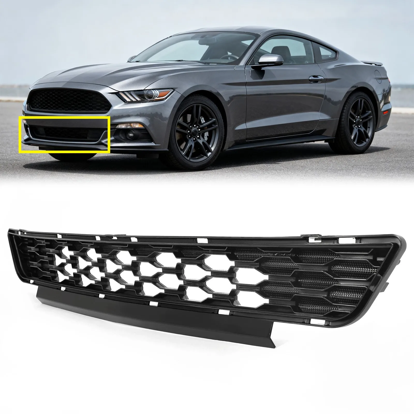 

Для Ford Mustang 15 16 17 # FO1036168 Черная передняя нижняя решетка бампера из АБС-пластика