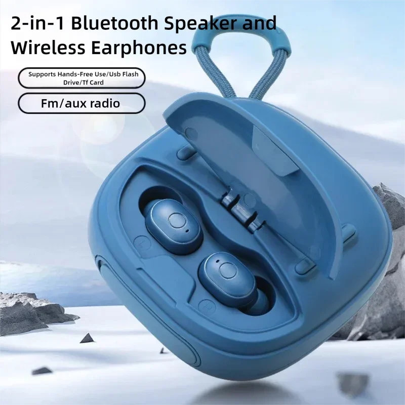 

2-in-1 Wireless Earphones with Portable Speaker Bluetooth AUX MP3 Playback Hi-Fi Audio For Outdoor Sports