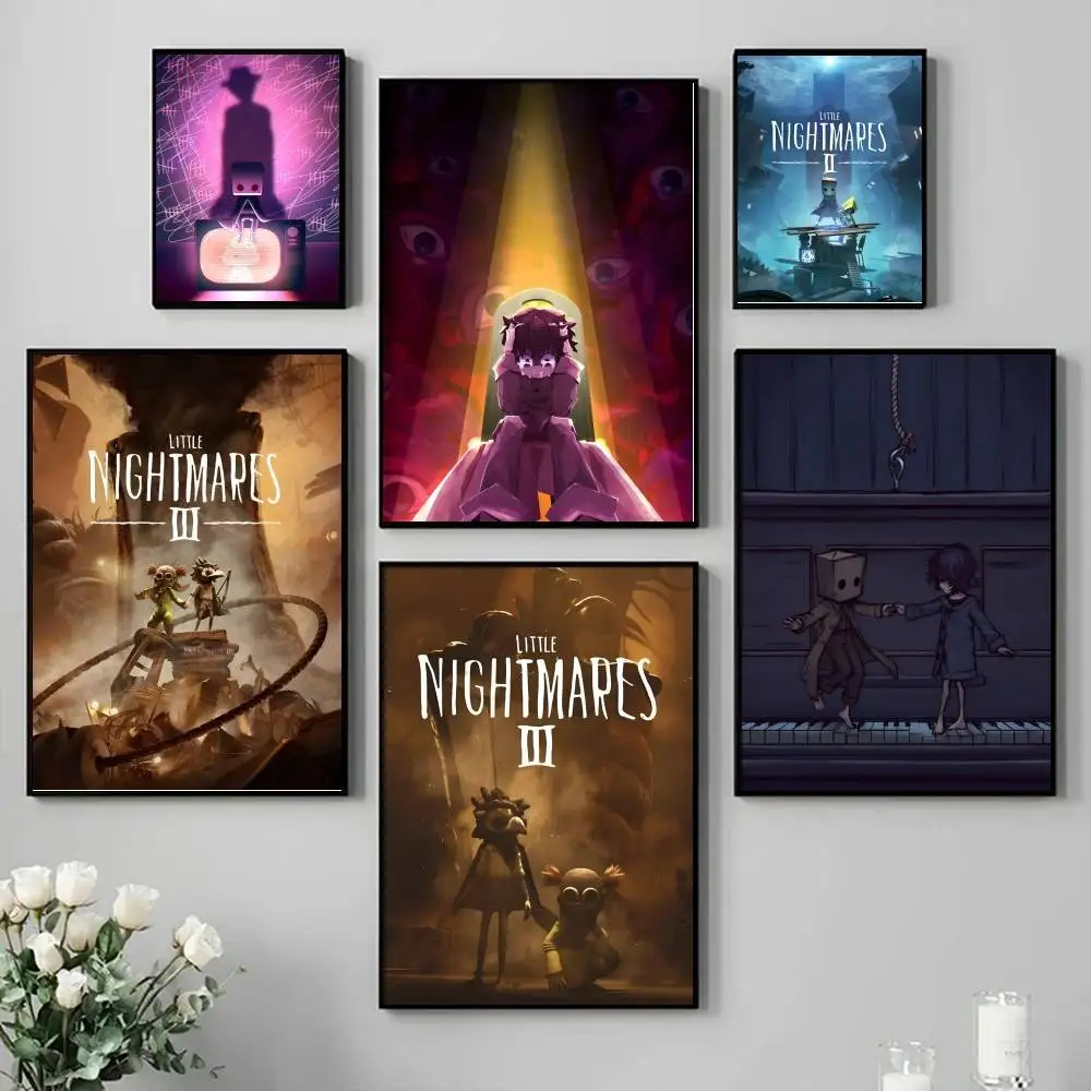 Classic Game L-Little Nightmares Anime Poster Self-adhesive Art Waterproof Paper Sticker Coffee House Bar Room Wall Decor