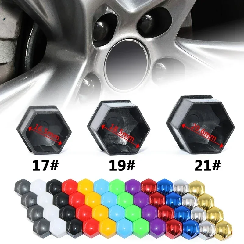 17/19/21mm Car Wheel Nut Head Cover Caps Protection Anti-Rust Auto Hub Screw Cover Car Tyre Nut Bolt Exterior Decoration 20PCs