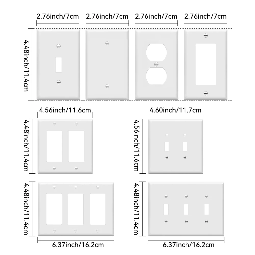 1pc Wall Panel Light Switch Cover, Various Styles, Pure White, Wall Panel Light Switch Socket Cover,Sturdy and Durable