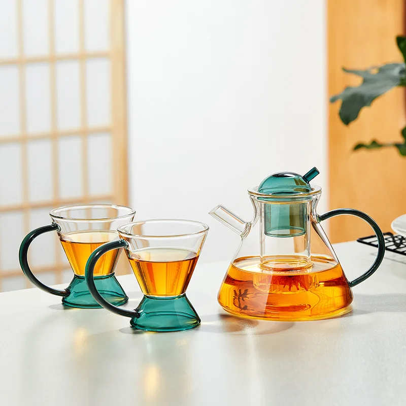 

Французский чайник Конический стеклянный чайный кофейник Послеобеденный чай Разделители воды Устойчивый к высоким температурам чайный сервиз