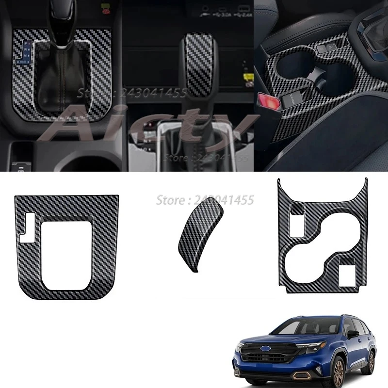 LHD RHD Für Subaru Forester 2024 2025, ABS, Schwarz, Mittelkonsole, Schalttafel-Abdeckung, Verkleidung, Getriebekopf, Knopf vorne, Wasserbecherhalter