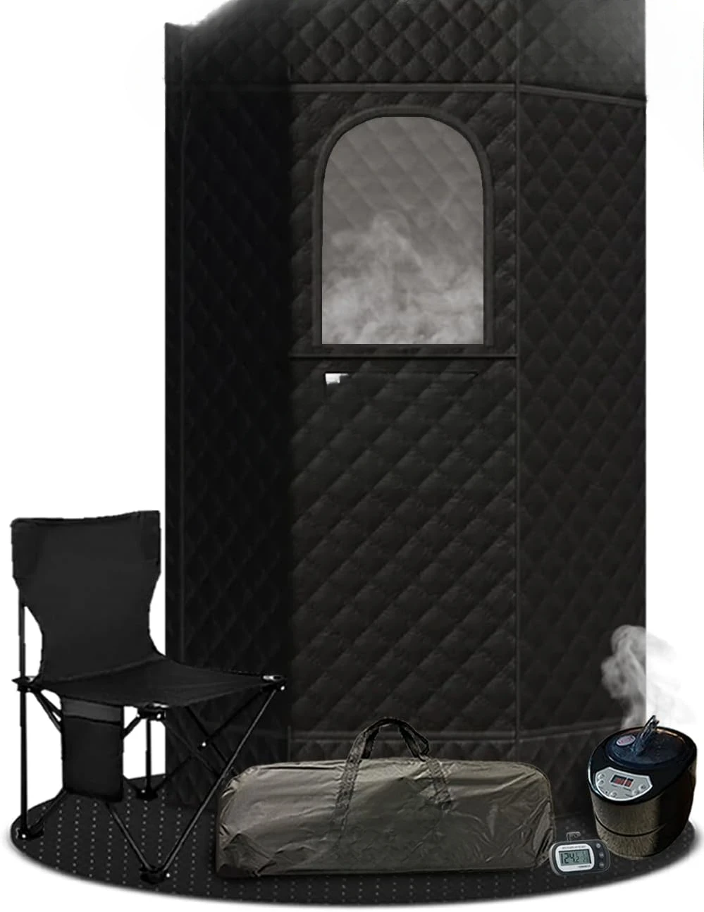 60-Min Rapid Steam Room Generator, Floor Mat, Towel, Chair & More | 2-Min Setup