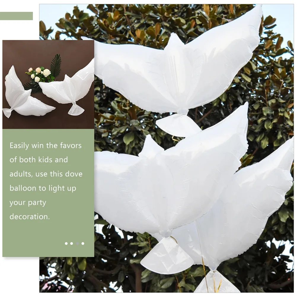 

10Pcs Birthday Party Balloons White Dove Design Aluminum Film Material Tear Resistant Decorative Balloons for Wedding Memorial