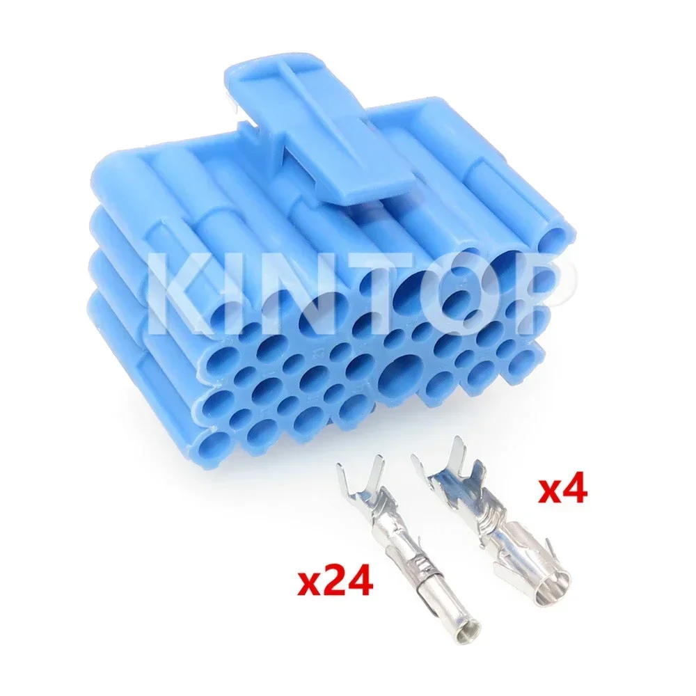 1 Set 28 Pins AC Assembly Automobile Accessories Blue Car Hybrid Connector Auto Wiring Terminal Unsealed Composite Socket