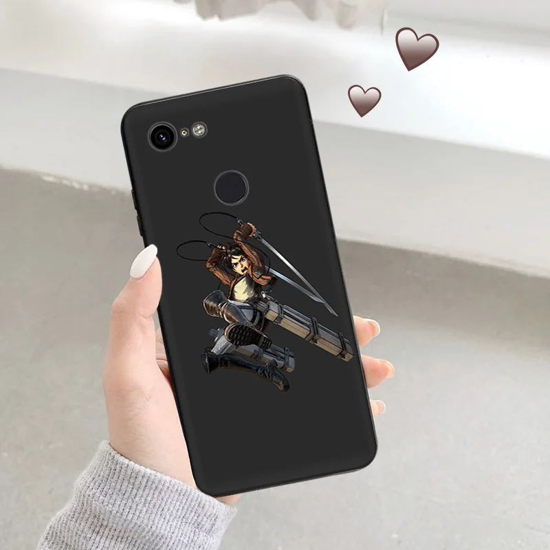 Matte Phone Case for Pixel 8 8a 7 7a 6 6a Moto Edge 20 30 40 Pro OneFusion G200 Attack on Titan Eren-Yeager Soft Black Cover