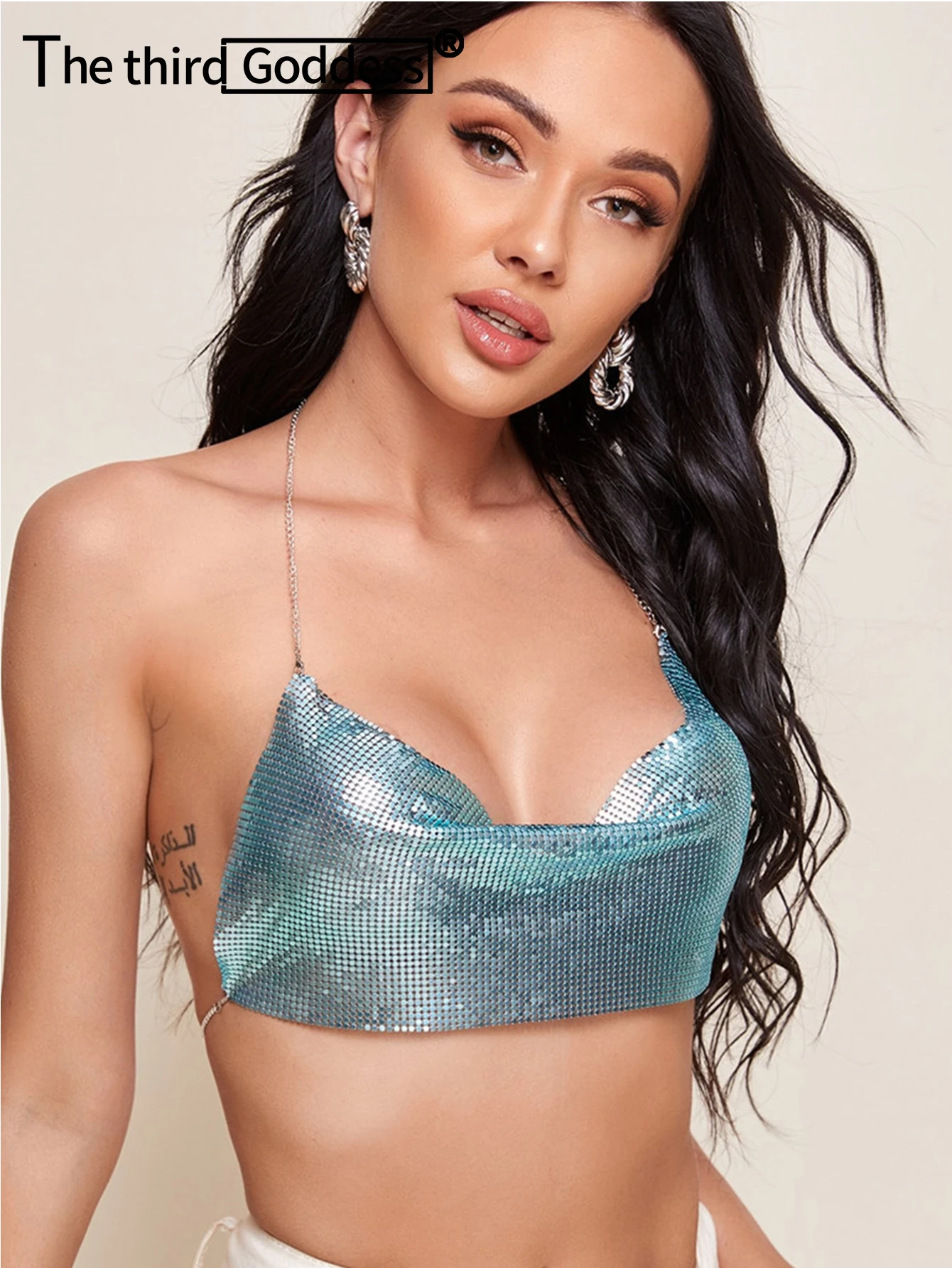 Sexy stampa leopardata y2k vestiti con paillettes in metallo crop top donna estate corpo spiaggia halter canotta hotwife party top abiti da festival