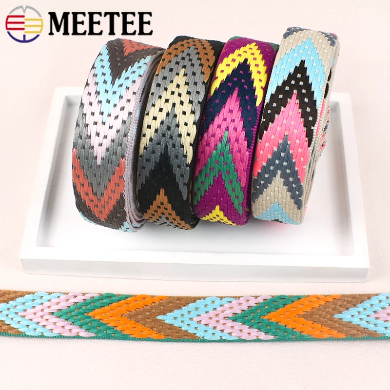 2/5/8m Meetee 22mm Ethnic Jacquard Webbing Band Backpack Belt Ribbon Decoration Bias Binding Tape DIY Garment Sewing Accessories