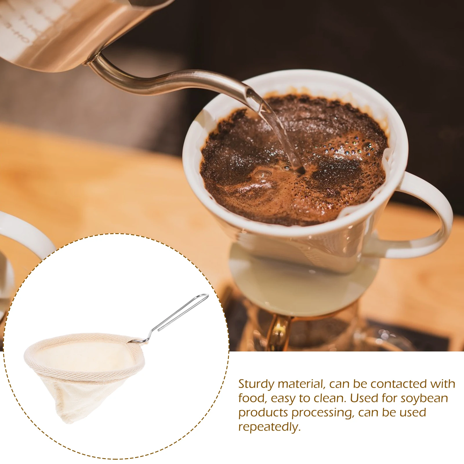 

6pcs Reusable Coffee Filter Bags Fine Mesh Strainer For Tea Soybean Milk Juice Wine Yogurt Making Kitchen Filter Tool Multi-Use
