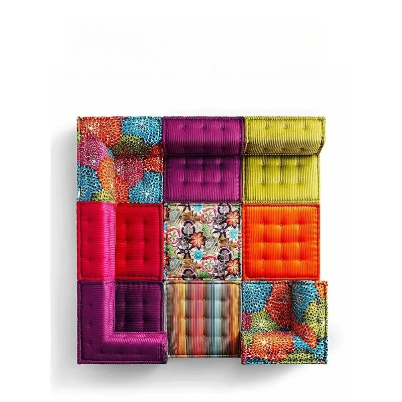 Mahjong sofa, living room fabric module combination, color Nordic modern designer contrasting colors