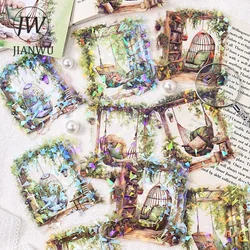 JIANWU Secret Landscape Series Vintage Border Building Material Collage PET Sticker Creative DIY Journal Stationery