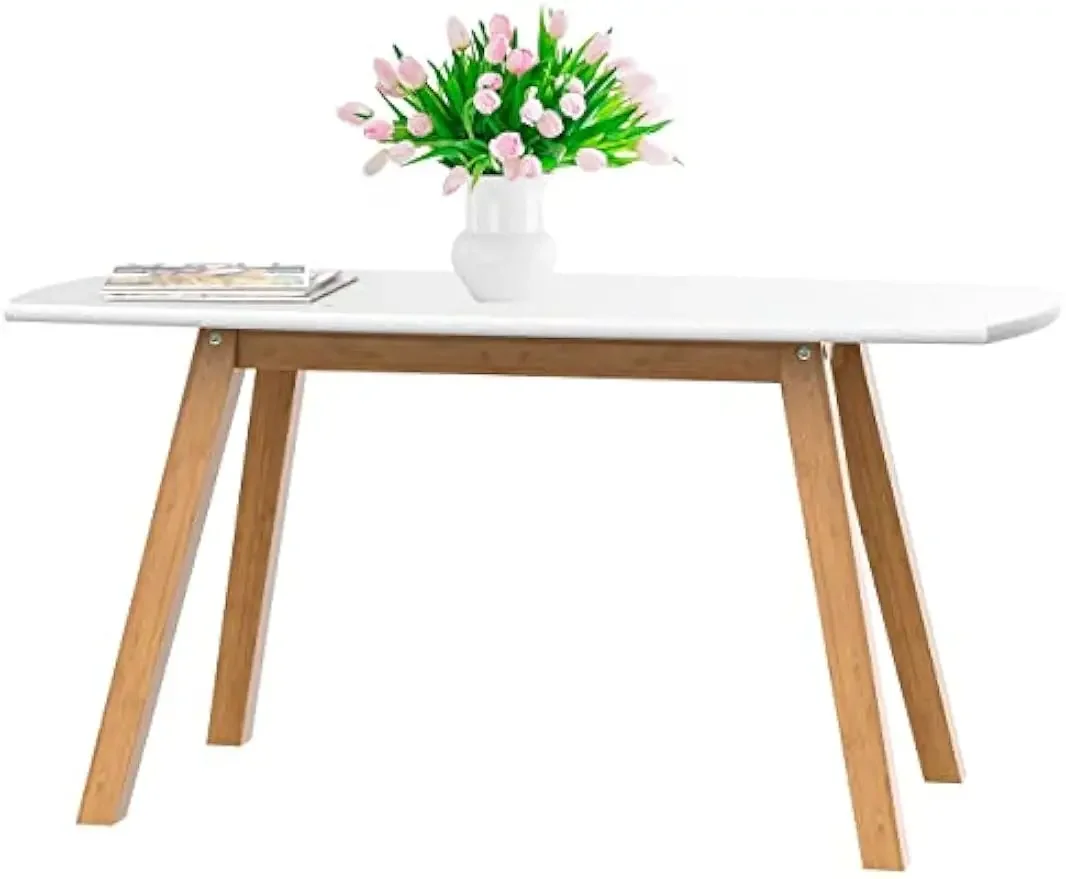 

Small Coffee Table Designer Low Table w/Wooden Bamboo Frame for Sitting, Storage and Living Room Furniture