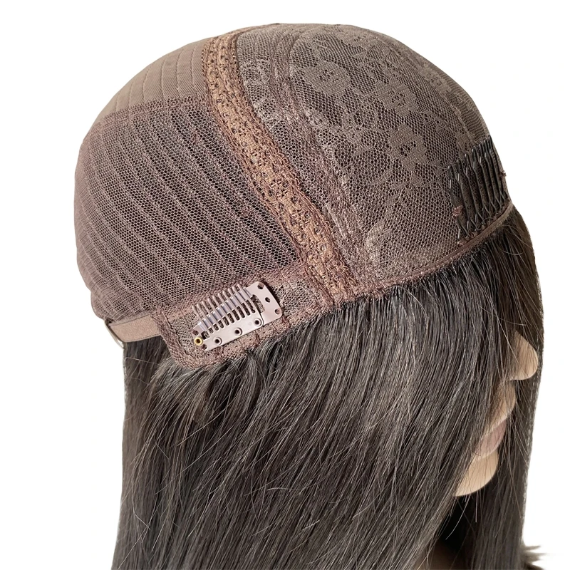 22 inches Brazilian Virgin Human Hair #1b Black Kosher Wig 180% Density Silky Straight 4x4 Silk Top Jewish Wigs for Jew