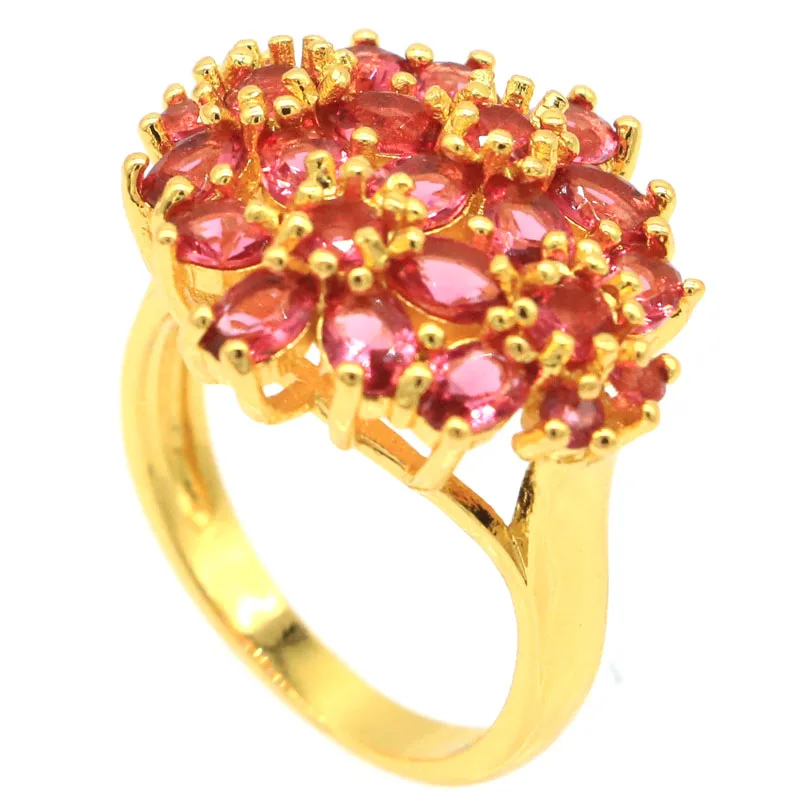 

Купите 5, получите 1 бесплатно, 21x20 мм в форме цветка, розовый малиновый родолит, гранат, женские свадебные кольца золотого, серебряного цвета