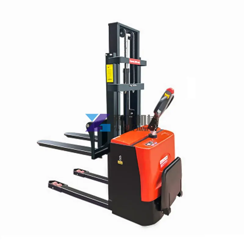 Full Electric Pallet Stacker 2 Ton Capacity Loading Hydraulic Walking Forklift with Charging Battery Walking Lift Truck