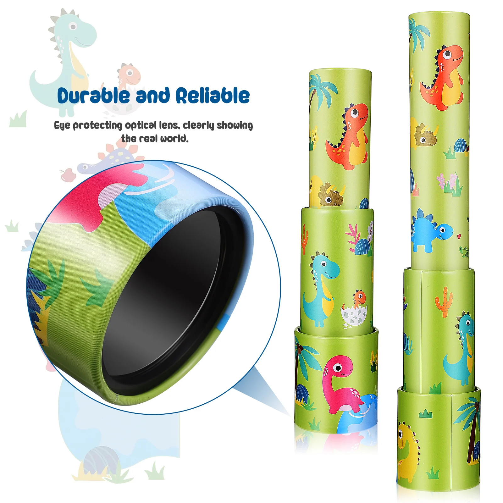 

2pcs Kids Telescope Set Cartoon Pattern Portable Educational Science Toy Outdoor Exploration Gift for Boys Girls Age 4-10