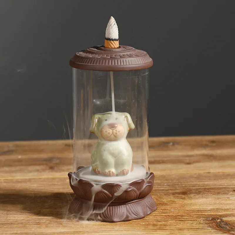 Purple Clay Acrylic Windproof Cover Monkey King Sun Wukong Backflow Incense Burner Creative Animal Bee Puppy