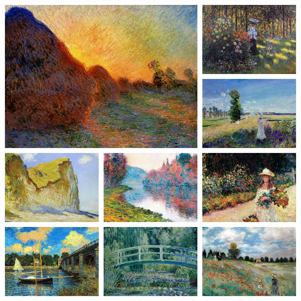 Full Drill Famous Painter Claude Monet Artwork Oil Painting Diamond Embroidery Kit Cross Stitch Mosaic Picture Living Room Decor