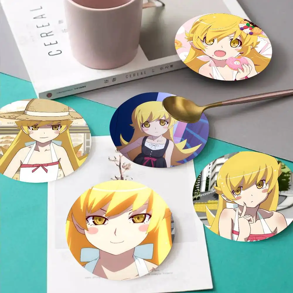 1pc Shinobu Oshino Anime Characters Wooden Coaster Colour Printing Cup Mat Home Desk Decoration Gifts