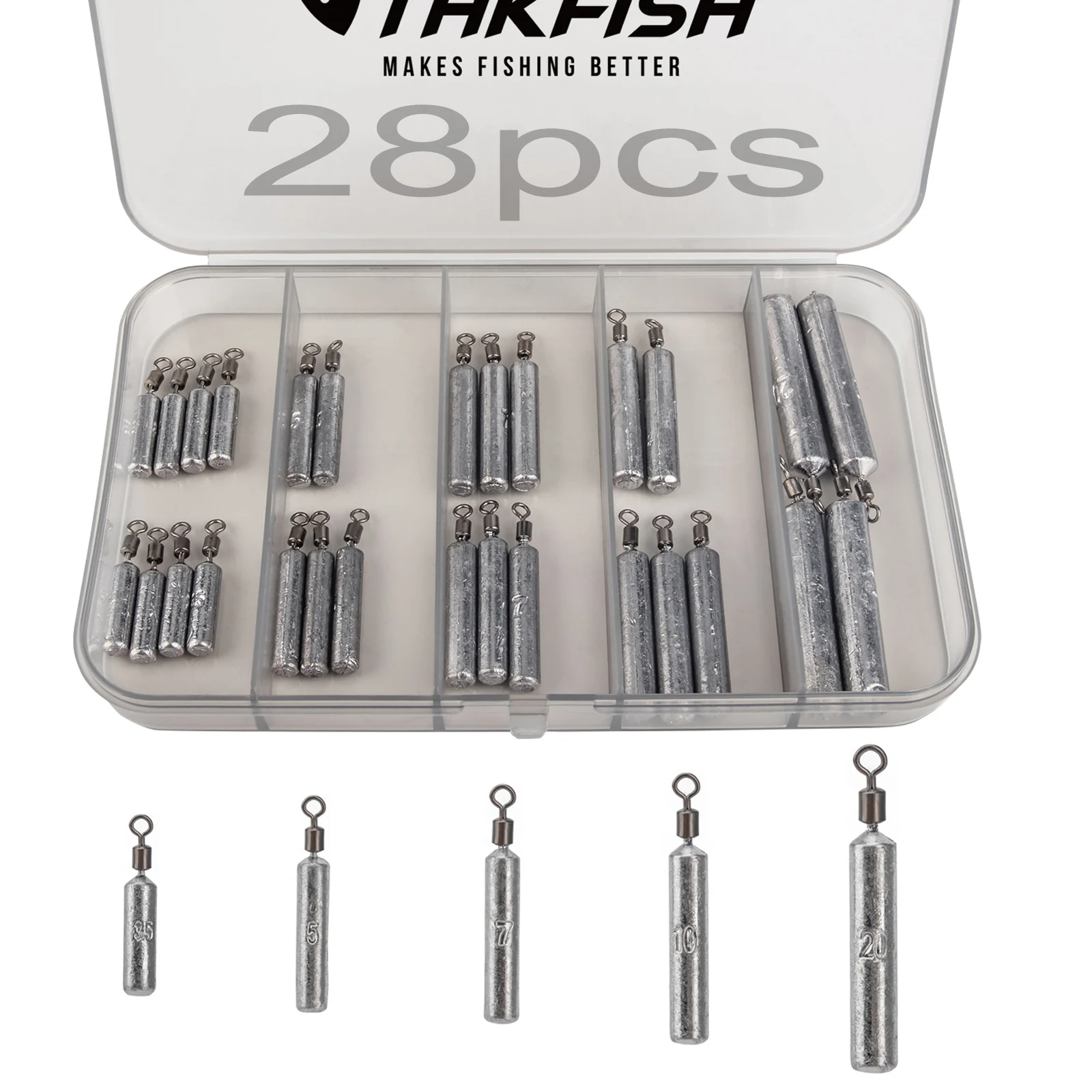 

28pcs/box Fishing Sinkers 3.5g 5g 7g 10g 14g 20g Drop Shot Lead Weights For Carp Bass Fishing Freshwater Leads Sinker With Ring