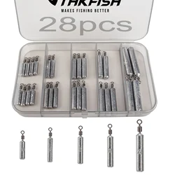 28pcs/box Fishing Sinkers 3.5g 5g 7g 10g 14g 20g Drop Shot Lead Weights For Carp Bass Fishing Freshwater Leads Sinker With Ring