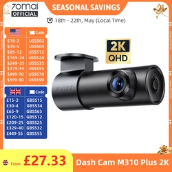70mai Dash Cam M310 Plus 2K 1440P 143°FOV F1.55 Smart Voice Control 24H Parking Guard Night Vision 70mai M310 Plus 2K Car DVR