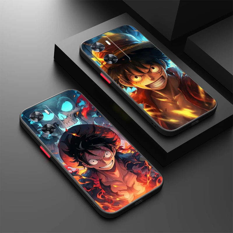 Luxury One Piece Anime Luffy Frosted Translucent For OPPO X5 X3 A54S A5 A94 A16 A53S A57 A74 A72 A96 A98 A78 5G Soft Phone Case