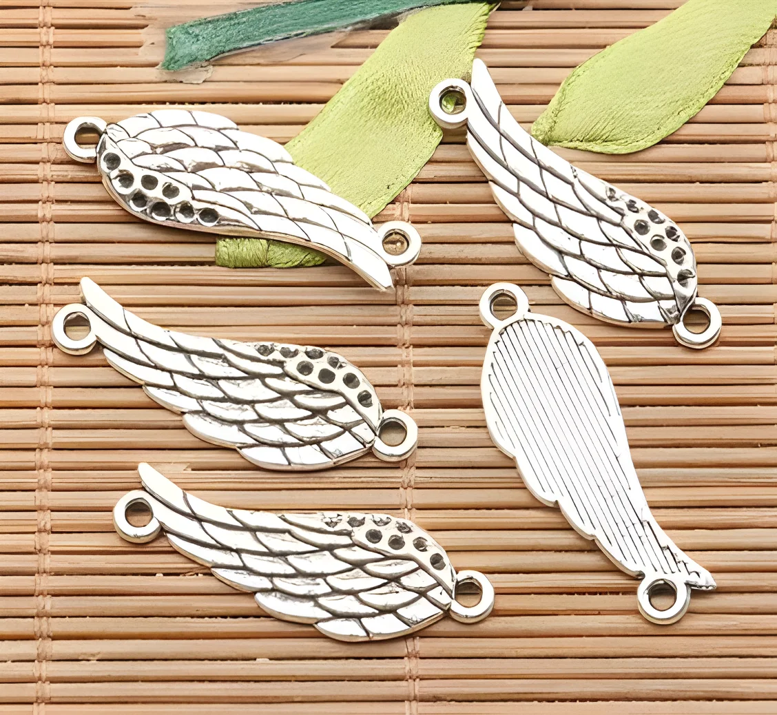 

20pcs 30*10.8mm hole 1.7mm Alloy matel tibetan silver wing design conectors HWH3774