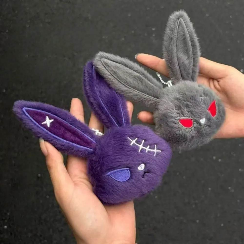 Cute Gothic Bunny Keychain Dark Style Animal Halloween Key Rings Portable Spooky Design Wounded Rabbit Keychain Halloween