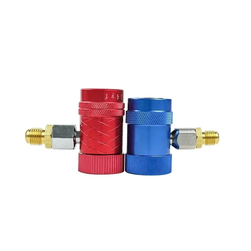 R1234YF/R134A Auto  Quick Coupler Connector Brass Adapters Air Conditioning Refrigerant Adjustable AC Manifold Gauge