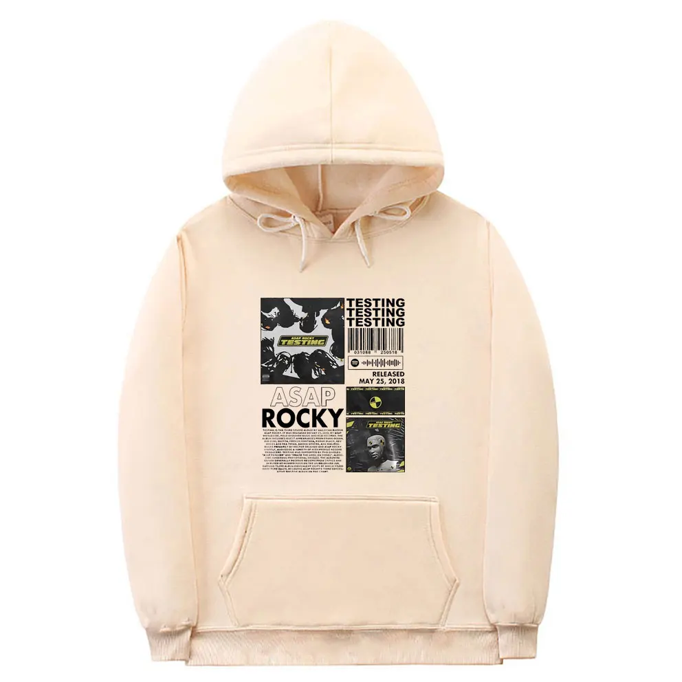 Hip Hop Rapper Asap Rocky Testing Print Graphic Hoodie Men Women Fleece Cotton Hooded Sweatshirt Male Fashion Oversized Hoodies