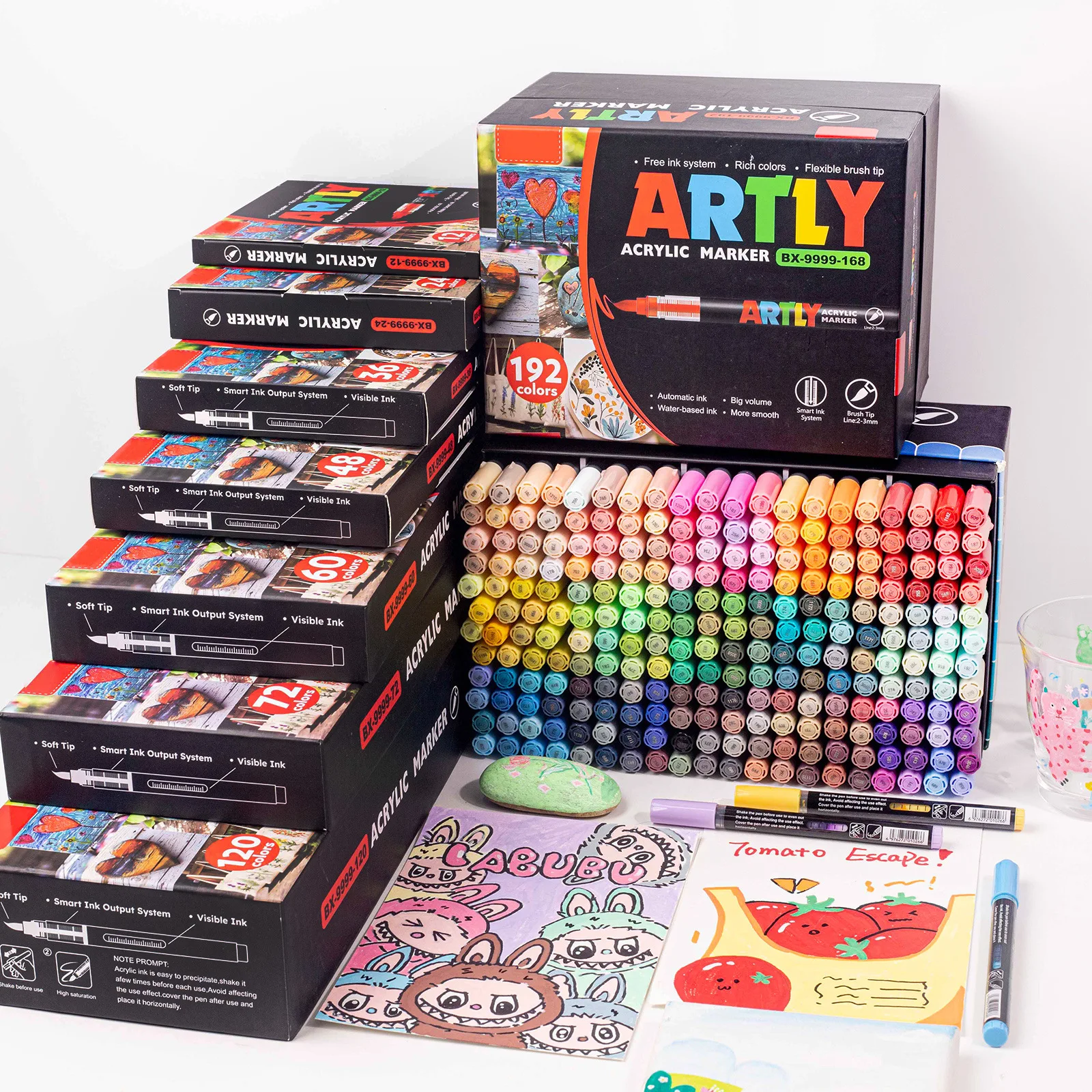 

240-цветные акриловые маркеры с жидким мягким кончиком, акриловые маркеры, штабелируемые цветные кисти для ручных надписей и рисования