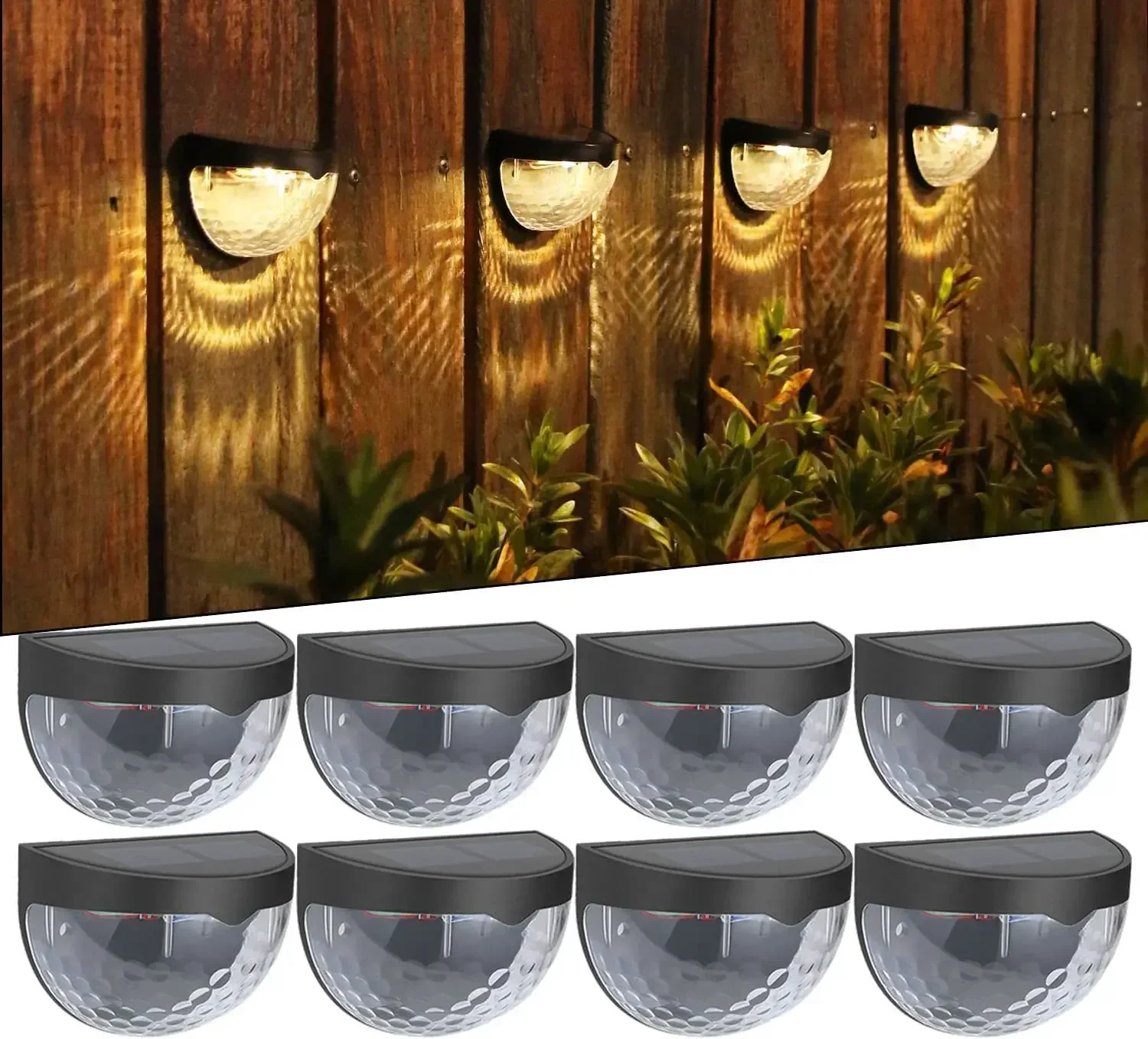 Solar Wall Light Fence Light 6 LED Half Round Table Ladder lamp Warm IP55 Waterproof Garden Balcony Fence Garden Decoration