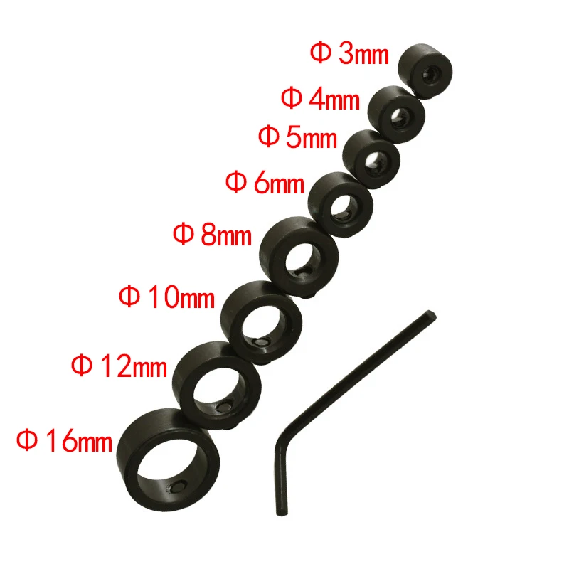 9Pcs Bit Positioner Free Small Wrench Drill Depth Stop Ring Woodworking Drill Bit Limiter 3-16mm Woodworking Tools