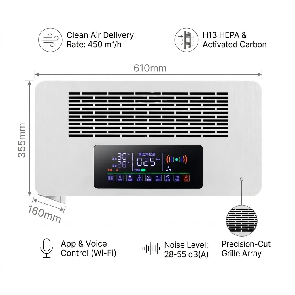 Tuya 스마트 공기청정기 HEPA H13 필터 UV 살균 410CADR 70m2 공간용 음이온 냄새 연기 포름알데히드 제거제 썸네일 3