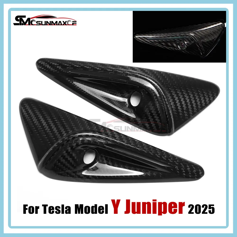 

For Tesla Model Y Juniper 2025 Real Carbon Fiber Exterior Car Turn Signal Side Fender Camera Cover Sticker Accessories