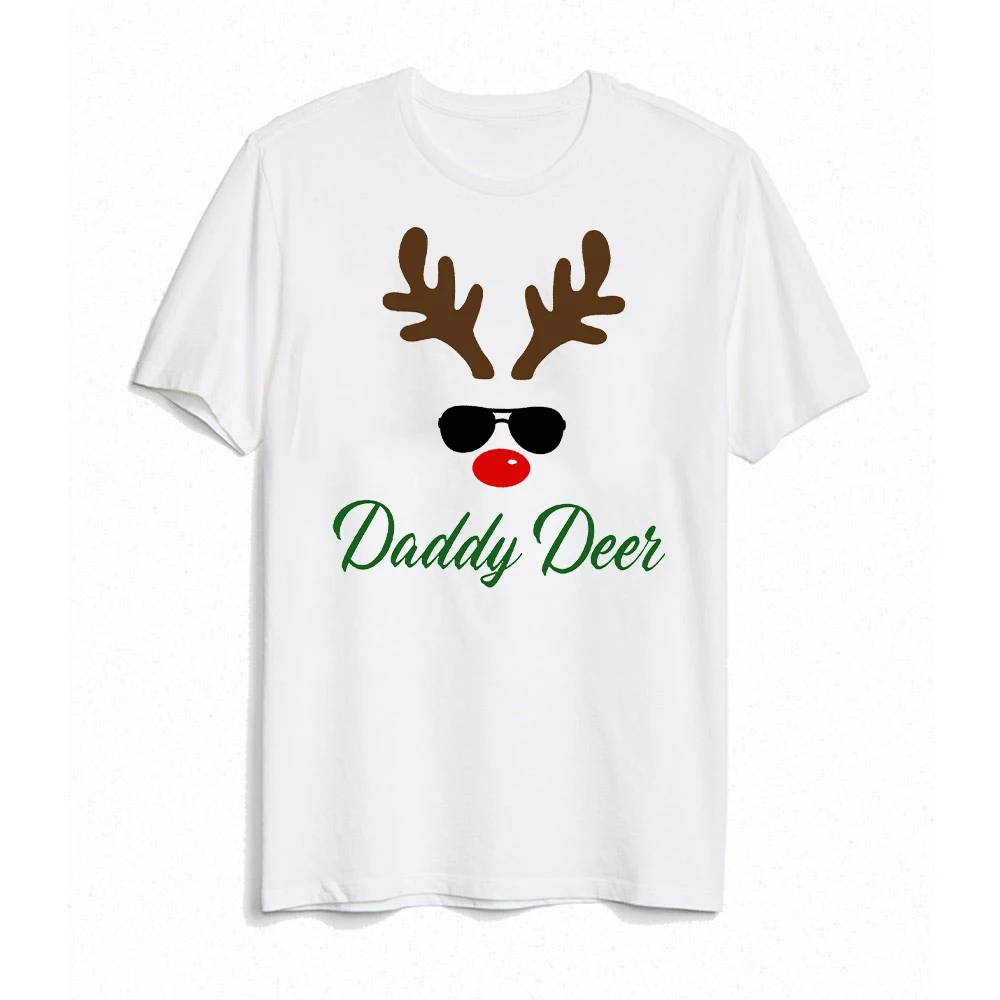 Christmas Family Matching Outfit T-shirt Xmas Party Clothes Deer Print Daddy Mommy Daughter Son +baby Romper T Shirt Family Look