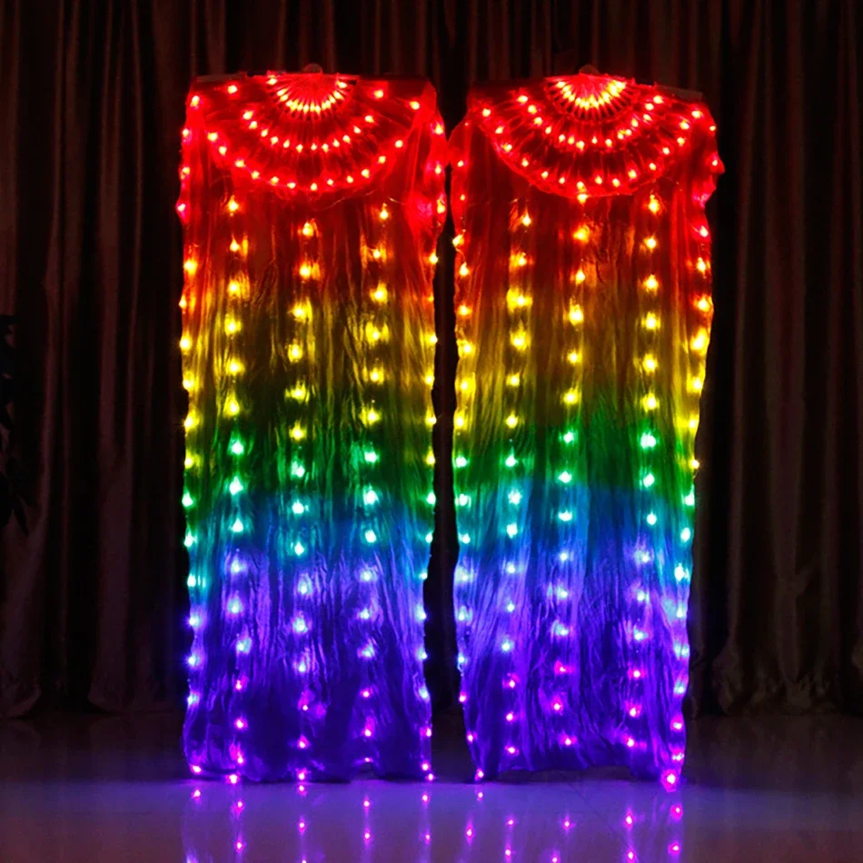 

Belly Dance Accessories LED Silk Veil Fan With 180cm Long Belly Dance LED Fan Dance Performance Props Colorful Luminous Silk Fan